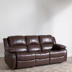 London Brown Leather 3 Seater Recliner Sofa