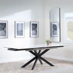 Sutton 6-8 Seater White Ceramic Extending Dining Table with Black Star Base