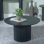 Bern Fluted Black Round Coffee Table with Drum Base