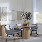 Palma Oak Oval Dining Set - Ace Grey Fabric Swivel Dining Chair
