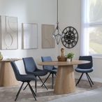 Palma Oak Oval Dining Set - Boden Dark Grey Fabric Swivel Dining Chair
