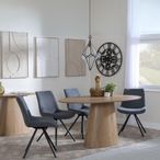Palma Oak Oval Dining Set - Boden Grey Fabric Swivel Dining Chair