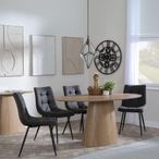Palma Oak Oval Dining Set - Corona Grey Fabric Dining Chairs