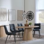 Palma Oak Oval Dining Set - Corona Light Grey Fabric Dining Chairs