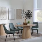 Palma Oak Oval Dining Set - Darwin Green Fabric Dining Chair