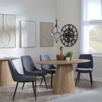Palma Oak Oval Dining Set - Darwin Grey Fabric Dining Chair