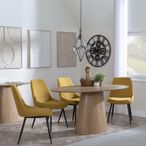 Palma Oak Oval Dining Set - Darwin Yellow Fabric Dining Chair