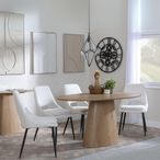 Palma Oak Oval Dining Set - Peyton Cream Fabric Dining Chair