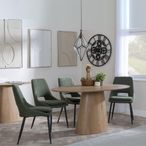 Palma Oak Oval Dining Set - Peyton Green Fabric Dining Chair