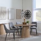 Palma Oak Oval Dining Set - Peyton Grey Fabric Dining Chair
