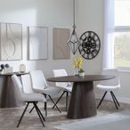 Palma Walnut Oval Dining Set - Boden Cream Fabric Swivel Dining Chair