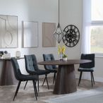 Palma Walnut Oval Dining Set - Corona Light Grey Fabric Chairs