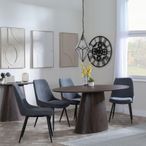 Palma Walnut Oval Dining Set - Darwin Grey Fabric Dining Chair