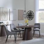Palma Walnut Oval Dining Set - Peyton Grey Fabric Dining Chair