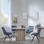 Bern Fluted Dining Set - 4 Seater - 120cm - Round - Oak - 4x Boden Swivel Dining Chairs - Dark Grey Fabric