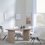 Bern Fluted Oak Effect Dining Set - Arctic Cream Velvet Fabric Swivel Dining Chair