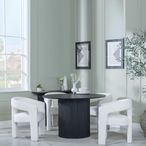 Bern Fluted Black 4 Seater Round Dining Set - 4 Kiefer Cream Boucle Fabric Dining Chair