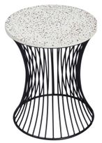 Clearance - Ritz Terrazzo Drum Shape Accent Table, Black Wire Metal Base - Brand New Item
