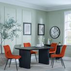 Bern Fluted Black Dining Set - Corona Orange Fabric Chairs