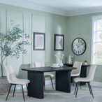 Bern Fluted Black Dining Set - Corona Beige Fabric Chairs