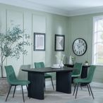 Bern Fluted Black Dining Set - Corona Green Fabric Chairs