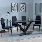 Maldon Black Ceramic Dining Set - Lido Black Fabric Dining Chair with Black Legs