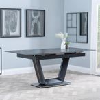 Alpha 6-8 Seater Black Ceramic Extending Dining Table - 140cm-180cm