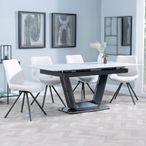 Alpha White Ceramic Extending Dining Set - Boden Cream Fabric Swivel Dining Chair