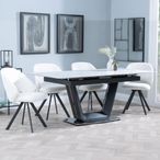 Alpha Extending Dining Set - 4-6 Seater - 140cm-180cm - White Ceramic - Ion Swivel Dining Chair - Cream Boucle Fabric