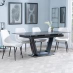 Alpha Black Ceramic Extending Dining Set - Darwin Cream Fabric Dining Chair