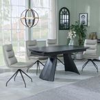Kinston Black Ceramic Extending Dining Set - Diego Beige Leather Swivel Dining Chair