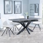 Bari Grey Ceramic Extending Dining Set - Boden Cream Fabric Swivel Dining Chair