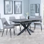 Bari Grey Ceramic Extending Dining Set - Peyton Grey Fabric Dining Chair