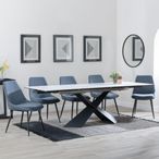 Hayden White Ceramic Extending Dining Set - Darwin Dark Grey Fabric Dining Chair