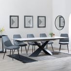 Hayden White Ceramic Extending Dining Set - Darwin Grey Fabric Dining Chair