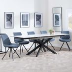 Sutton White Ceramic Extending Dining Set - Boden Dark Grey Fabric Swivel Dining Chair