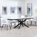 Sutton White Ceramic Extending Dining Set - Darwin Cream Fabric Dining Chair