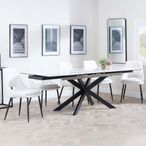 Sutton White Ceramic Extending Dining Set - Peyton Cream Fabric Dining Chair