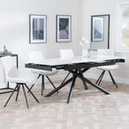 Apollo Extending Dining Set - 6-10 Seater - 160cm-220cm - White Ceramic - Boden Swivel Dining Chair - Cream Fabric