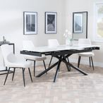 Apollo Extending Dining Set - 6-10 Seater - 160cm-220cm - White Ceramic - Darwin Dining Chair - Cream Fabric