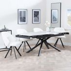 Apollo Extending Dining Set - 6-10 Seater - 160cm-220cm - White Ceramic - Ion Swivel Dining Chair - Cream Boucle Fabric