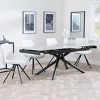 Apollo Grey Ceramic Extending Dining Set - Boden Cream Fabric Swivel Dining Chair