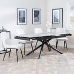 Apollo Grey Ceramic Extending Dining Set - Darwin Cream Fabric Dining Chair