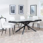 Apollo Grey Ceramic Extending Dining Set - Peyton Cream Fabric Dining Chair