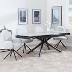 Apollo Grey Ceramic Extending Dining Set - Theo Grey Fabric Swivel Dining Chair