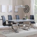 Glacier Grey Marble and Chrome Dining Set - Jamison Black Faux Leather Dining Chair