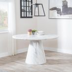 Carrera 4 Seater White Marble Round Dining Table - 130cm