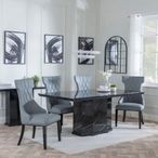 Naples Black Marble Dining Set - Mimi Grey Leather Dining Chair