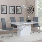 Naples White Marble Dining Set - Roma Grey Faux Leather Dining Chair