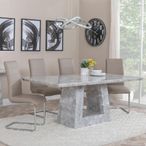 Milan Grey Marble Dining Set - Roma Beige Faux Leather Dining Chair